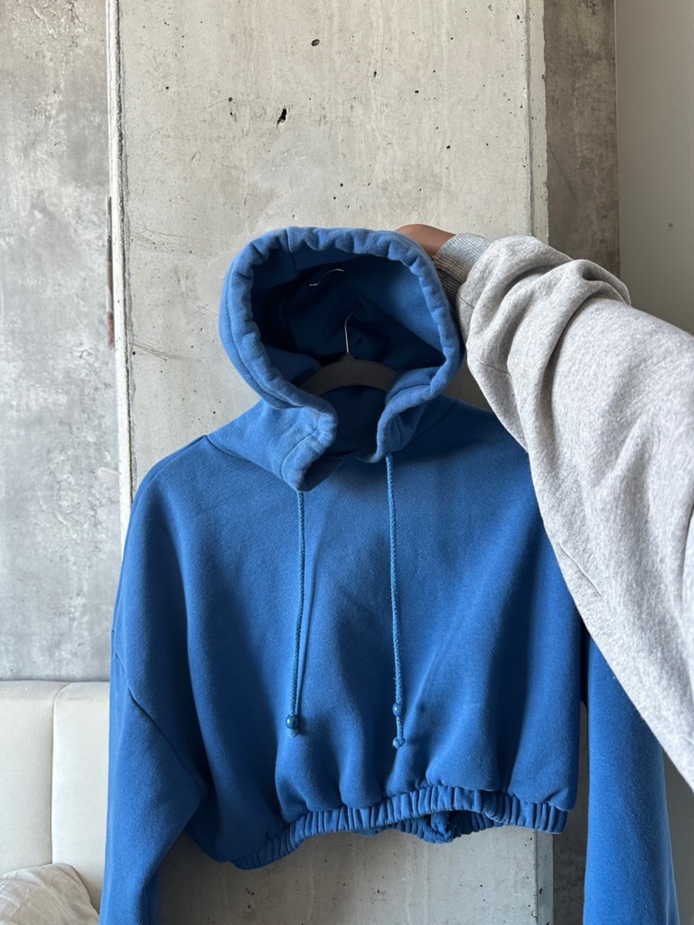 Cropped Blue Hoodie Sweatshirt